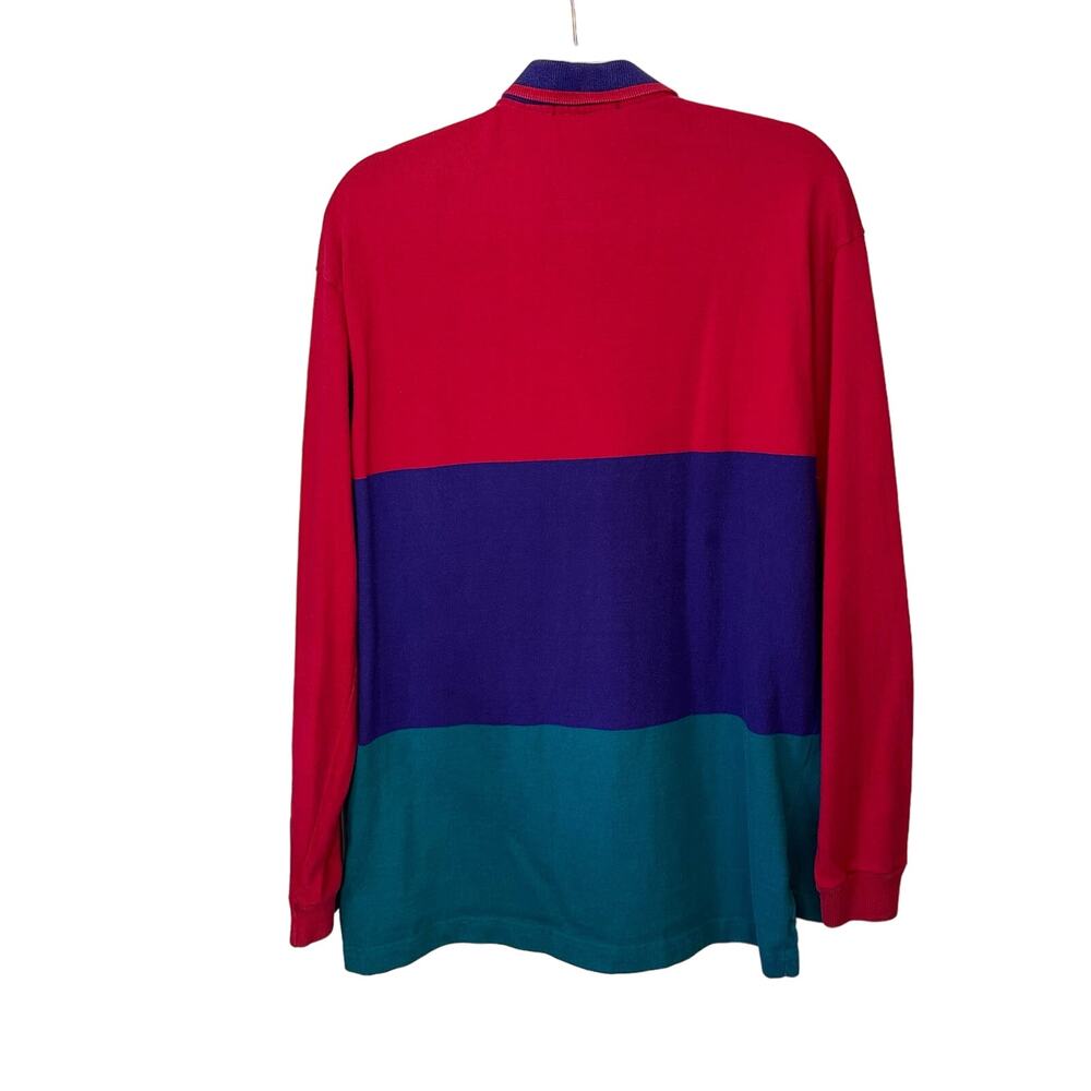GANT Rugger Rugby Shirt‎ Mens Size L Long Sleeve Colorblock Vintage 90s Polo - Picture 3 of 6